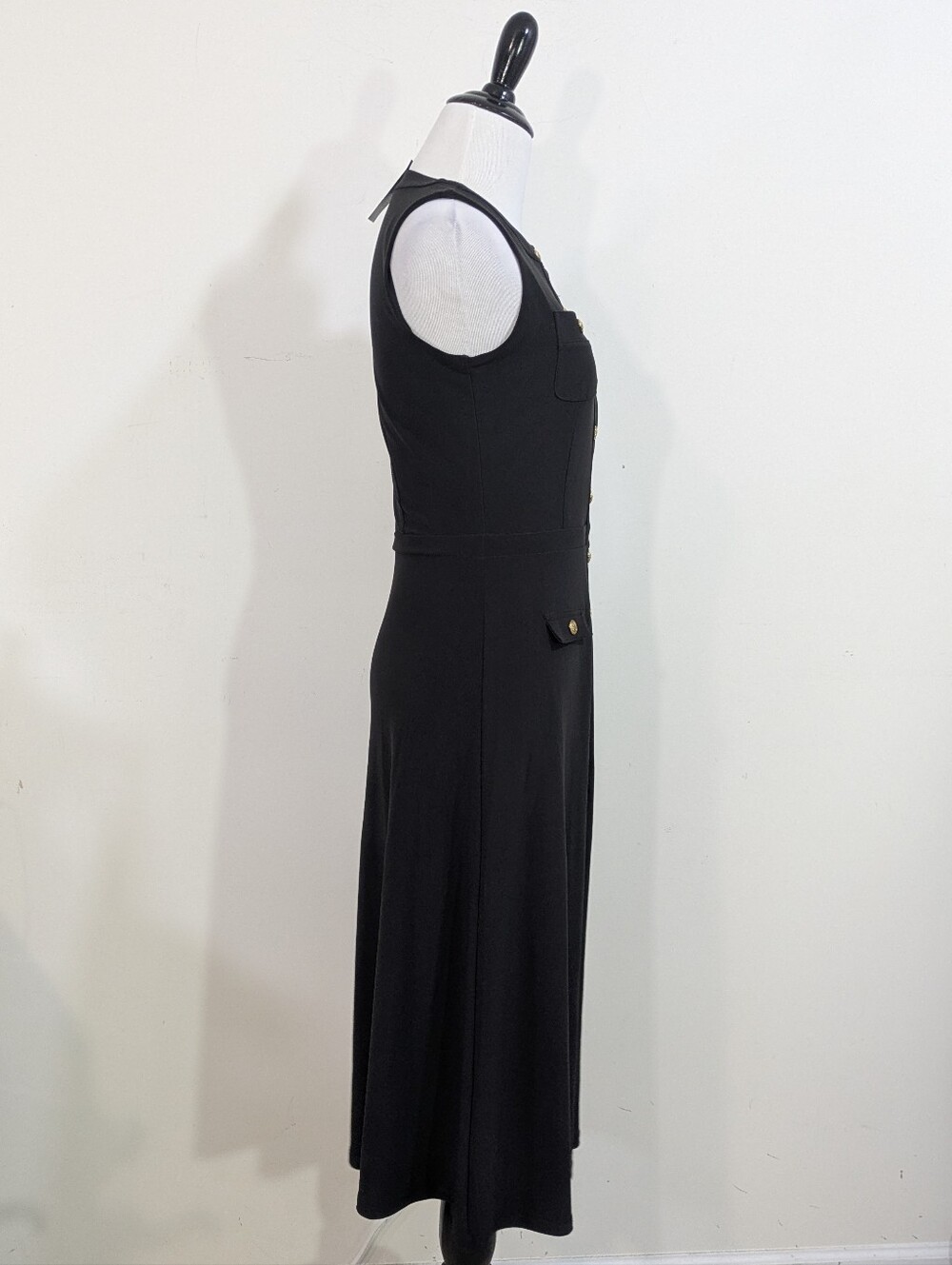 NEW White House Black Market Sleeveless Jersey Crest Button Midi Dress Size 0 - Picture 4 of 9